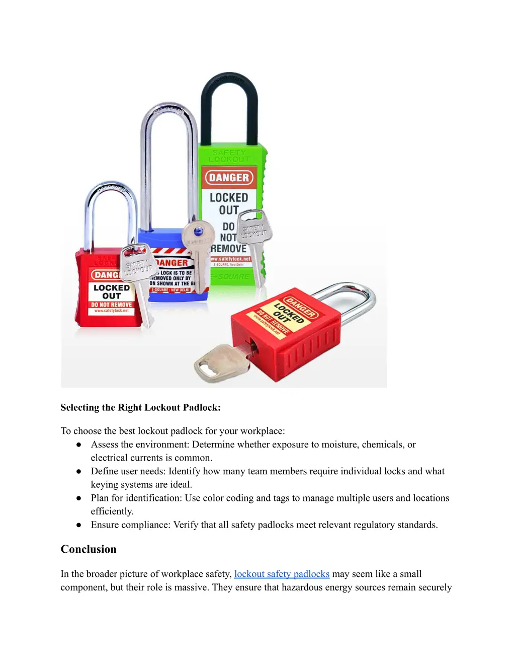 selecting the right lockout padlock