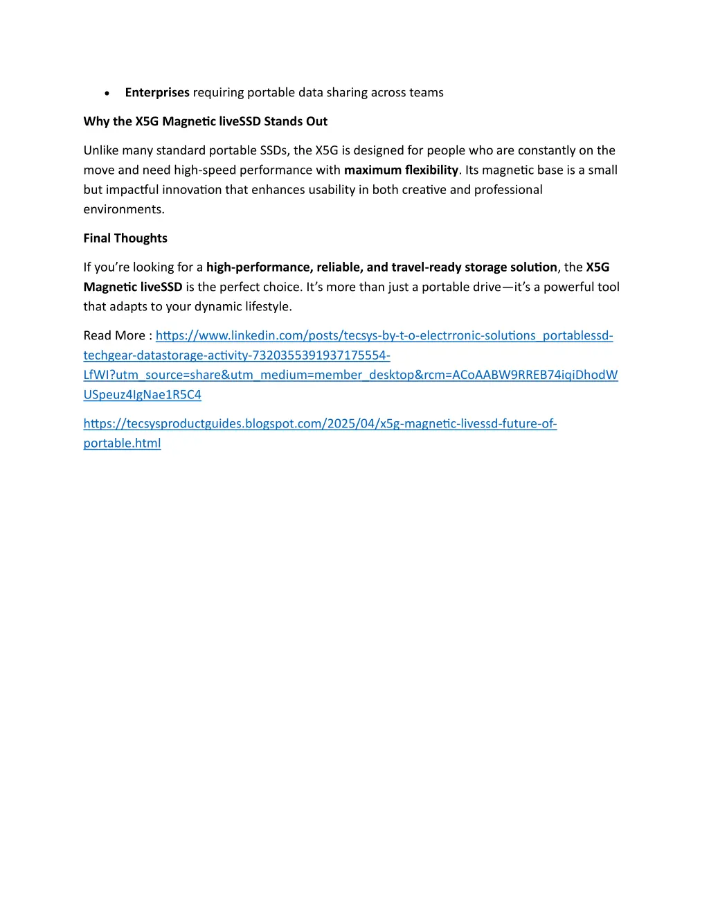 enterprises requiring portable data sharing