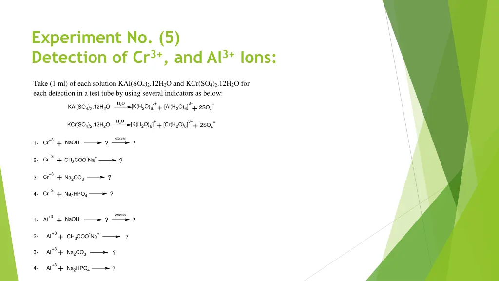 experiment no 5 detection of cr 3 and al 3 ions