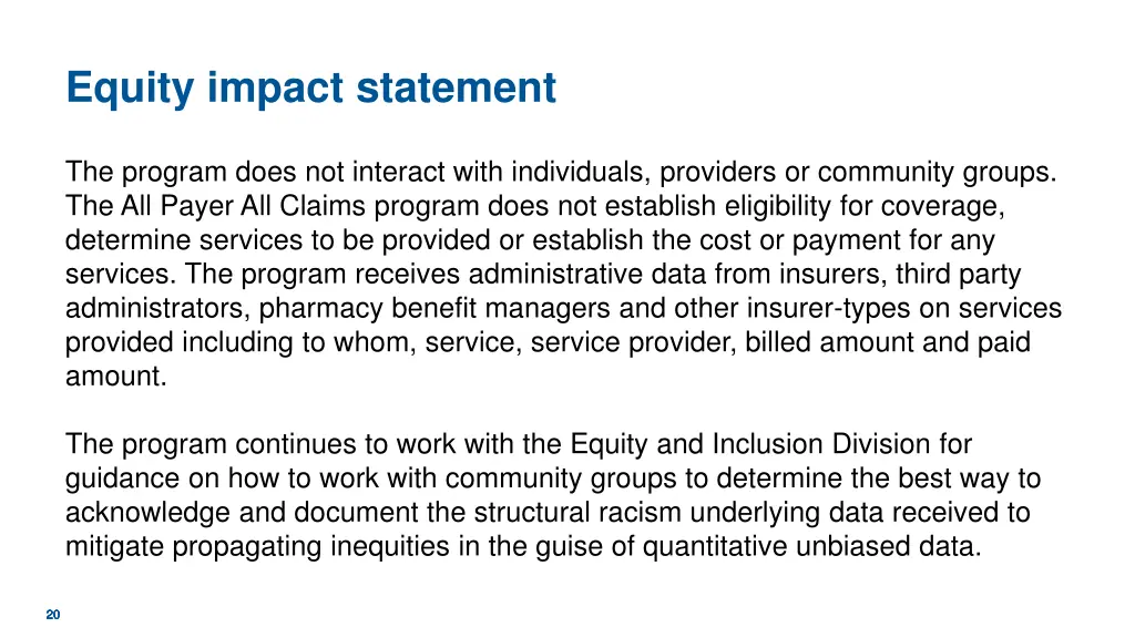 equity impact statement