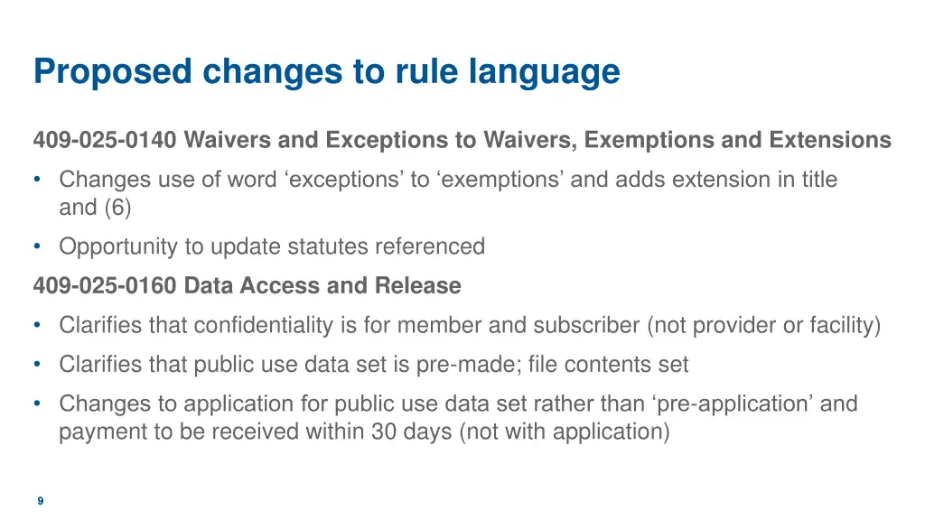 proposed changes to rule language
