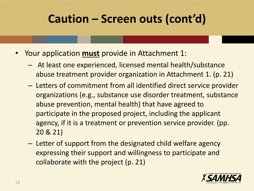caution screen outs cont d