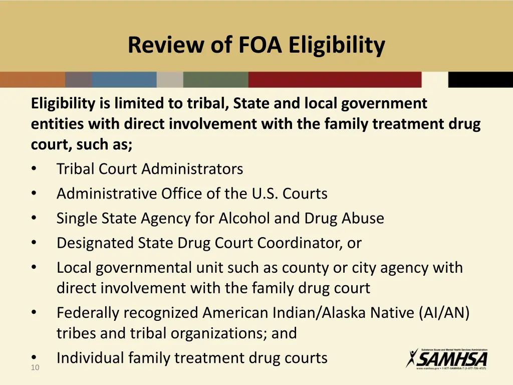 review of foa eligibility