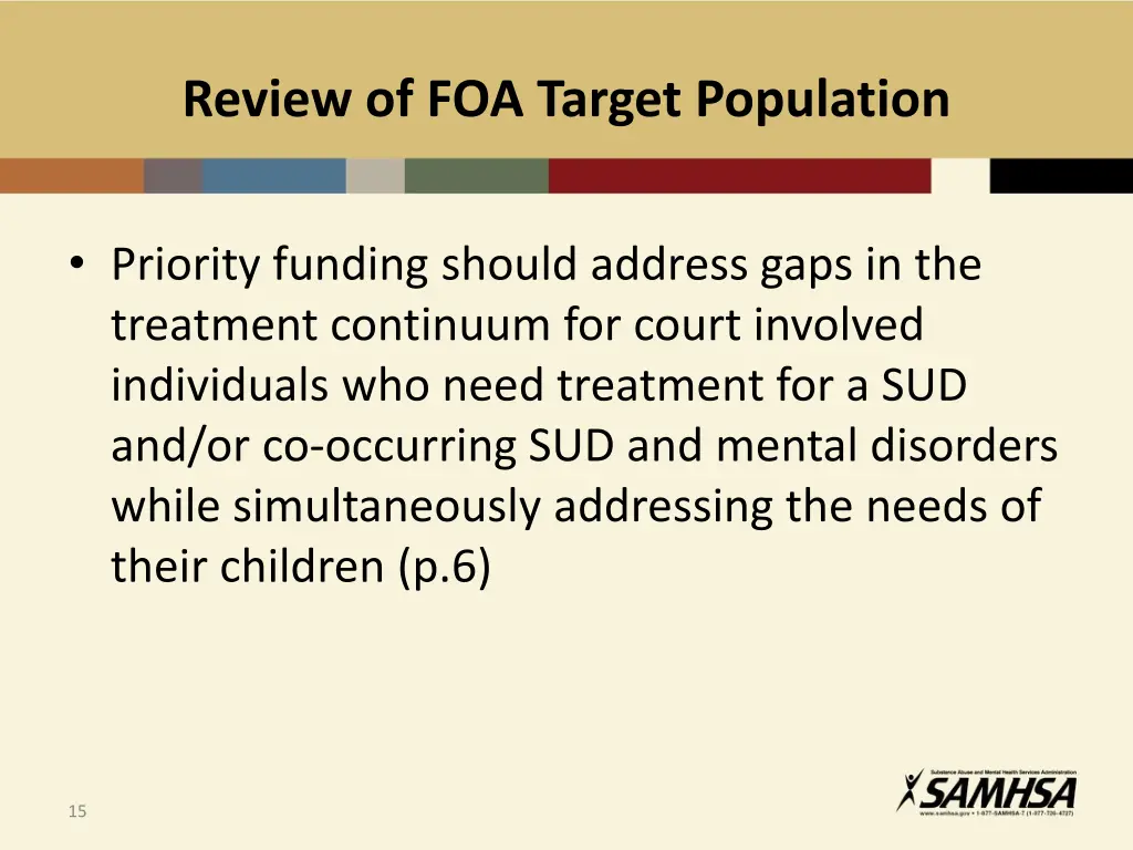review of foa target population
