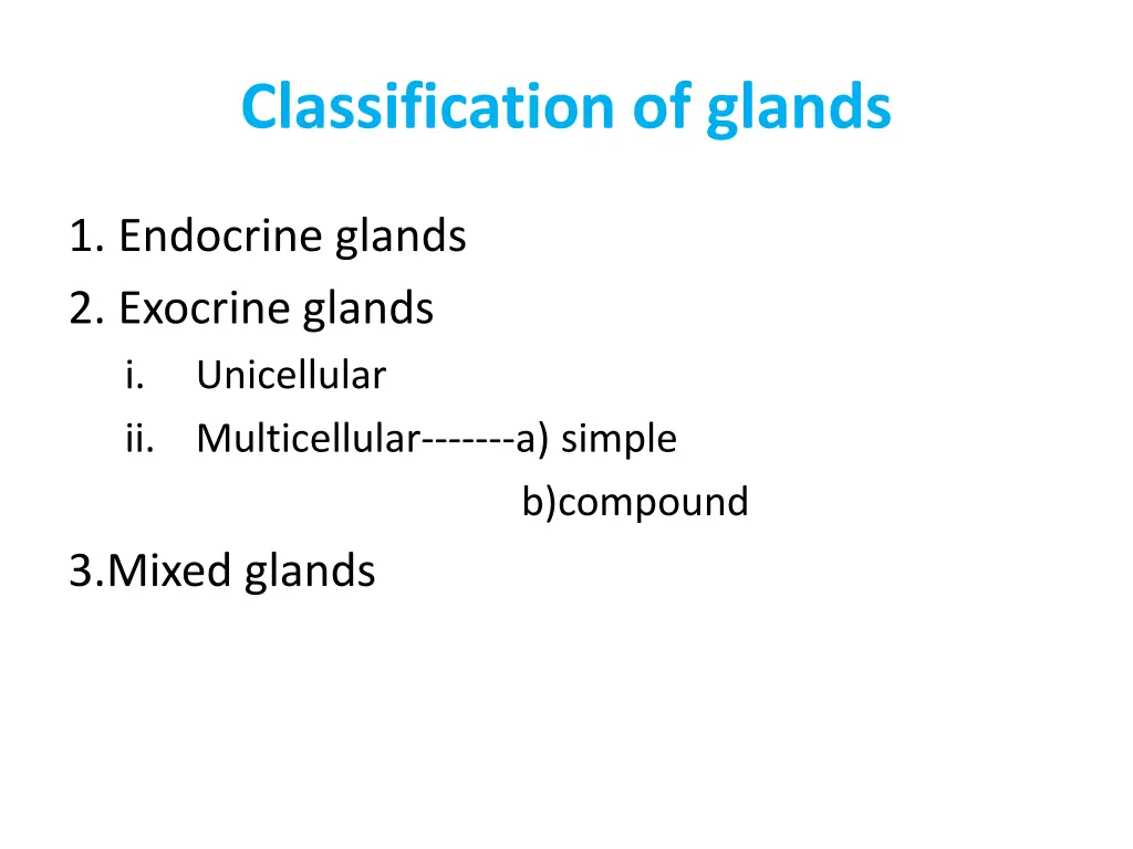 classification of glands