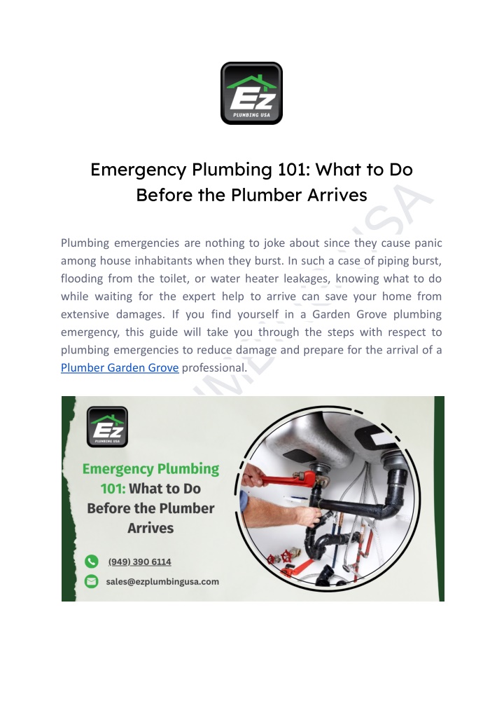 emergency plumbing 101 what to do before
