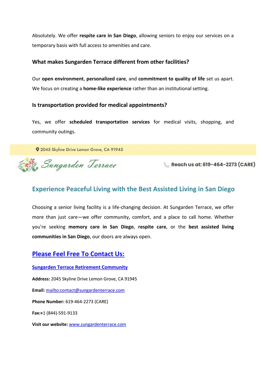 absolutely we offer respite care in san diego