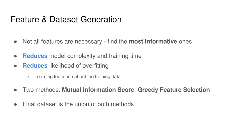 feature dataset generation 1