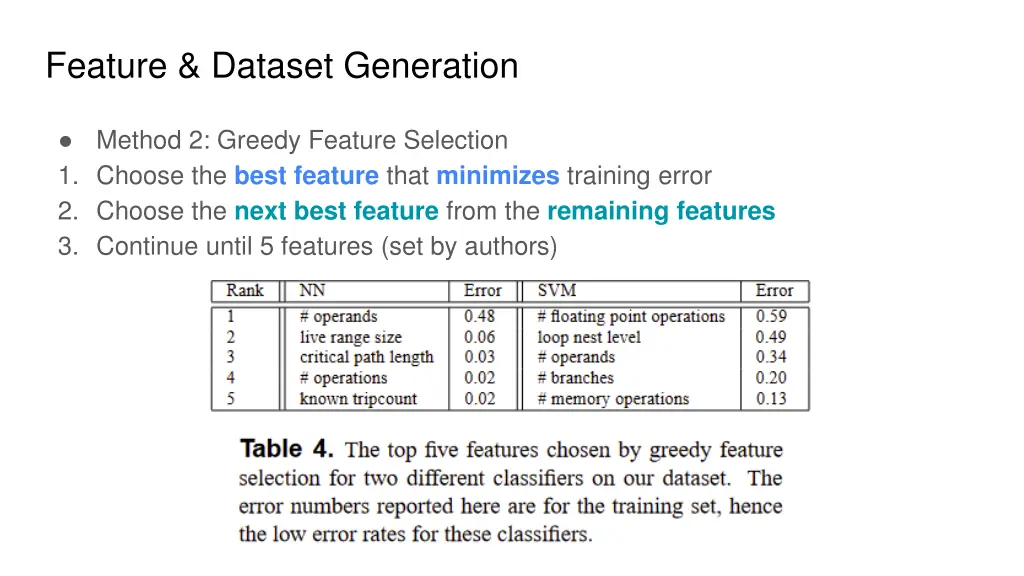 feature dataset generation 3
