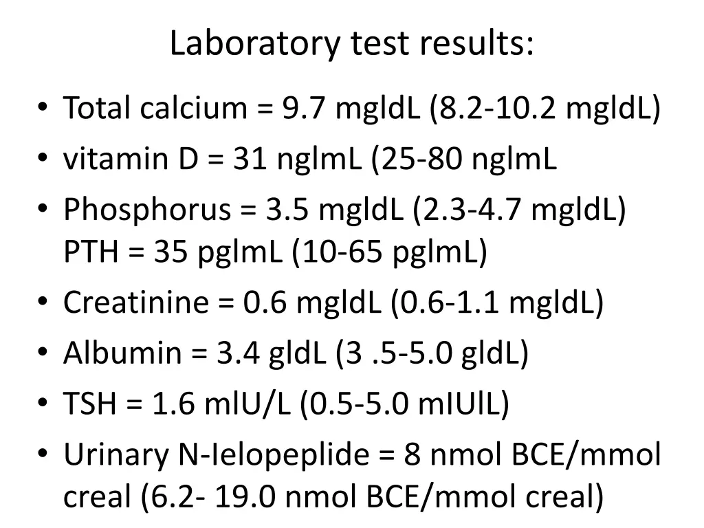 laboratory test results