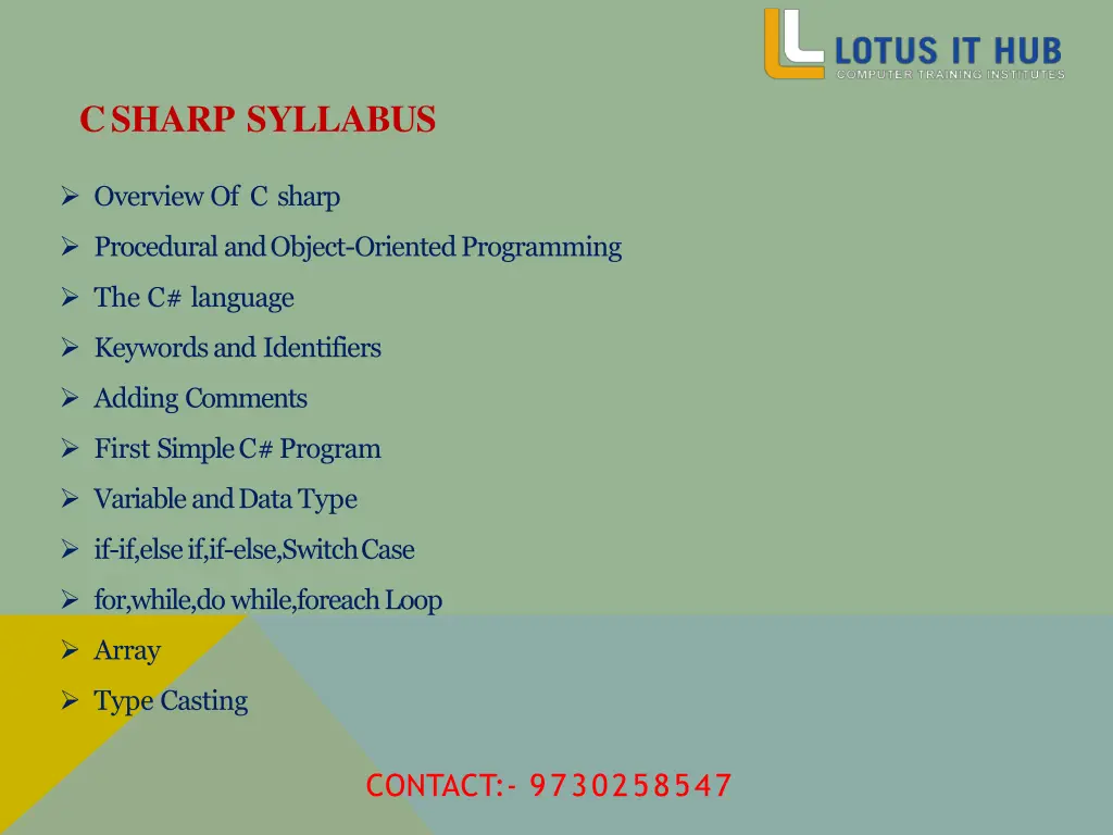 c sharp syllabus