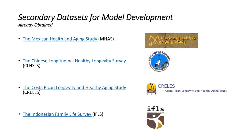 secondary datasets for model development