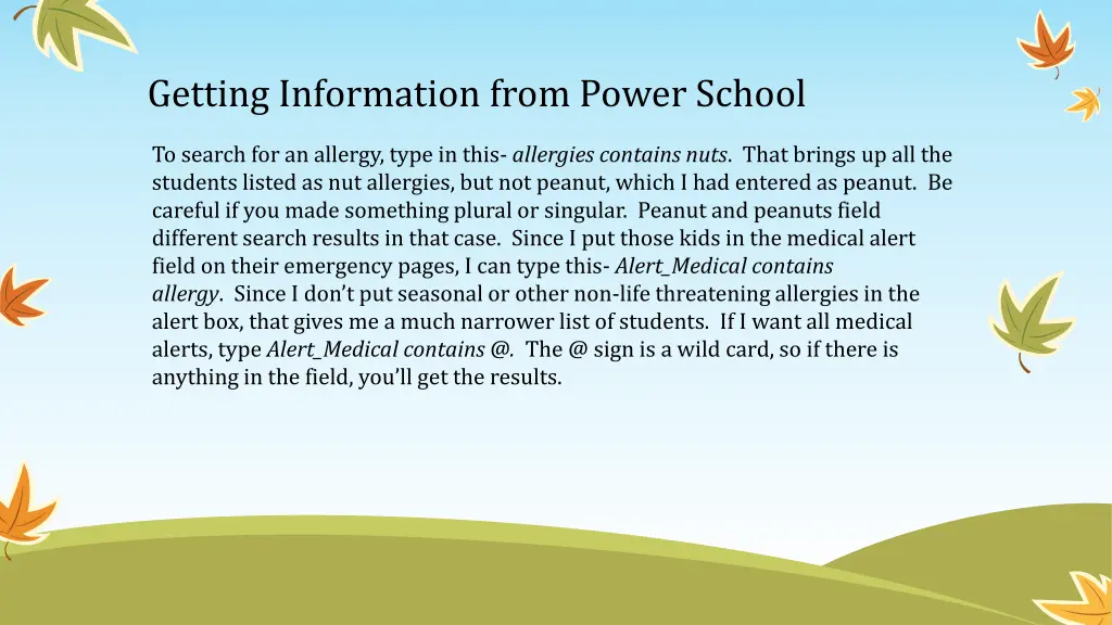 getting information from power school