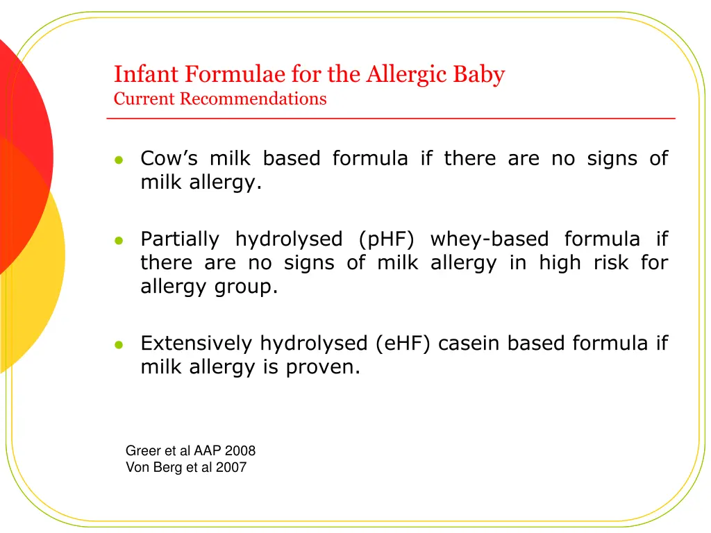 infant formulae for the allergic baby current