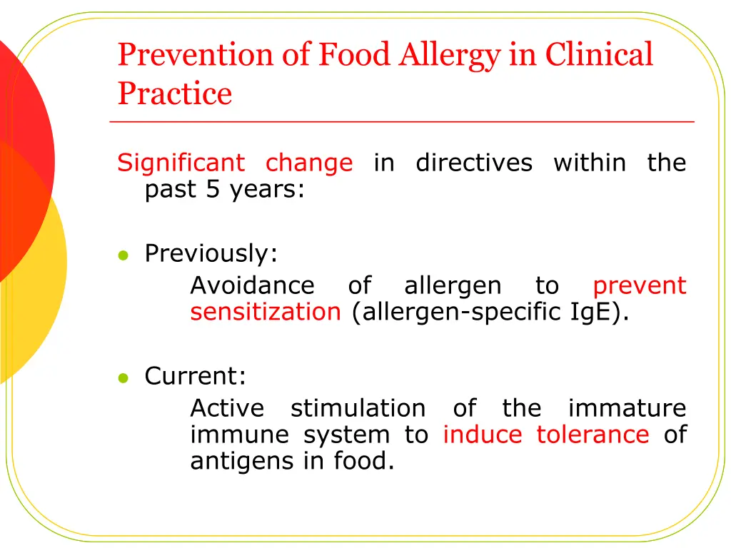 prevention of food allergy in clinical practice