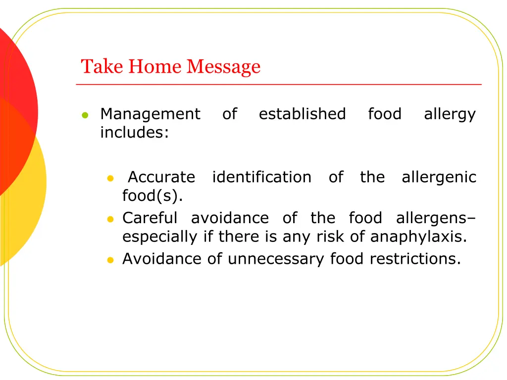 take home message 1