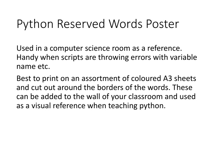 python reserved words poster
