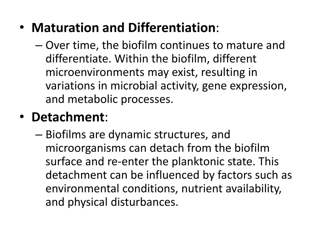 maturation and differentiation over time