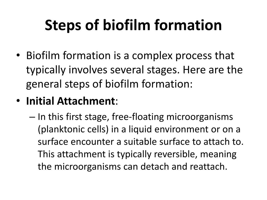 steps of biofilm formation
