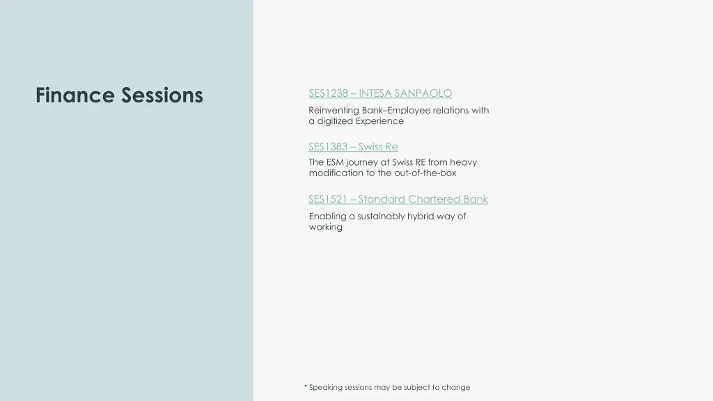 finance sessions