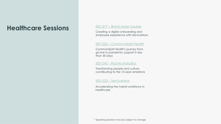 healthcare sessions