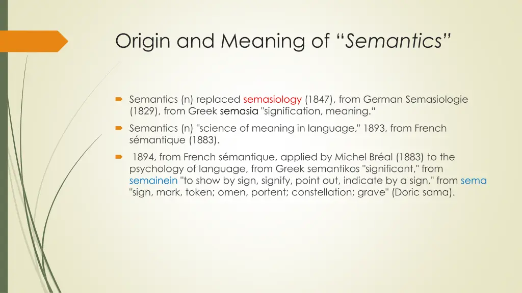 origin and meaning of semantics