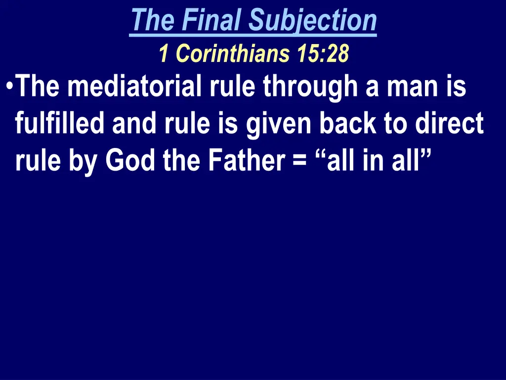 the final subjection 1 corinthians