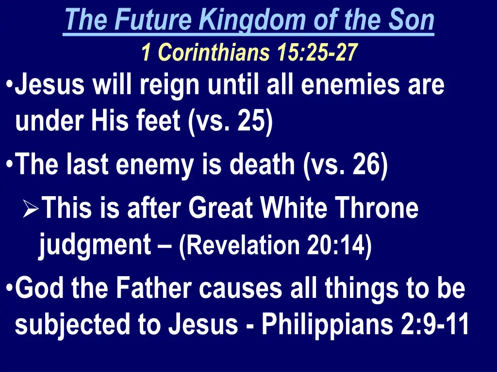 the future kingdom of the son 1 corinthians