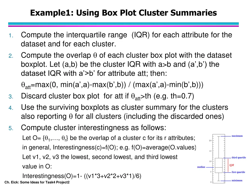example1 using box plot cluster summaries