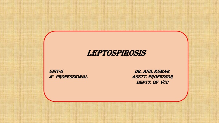 leptospirosis leptospirosis