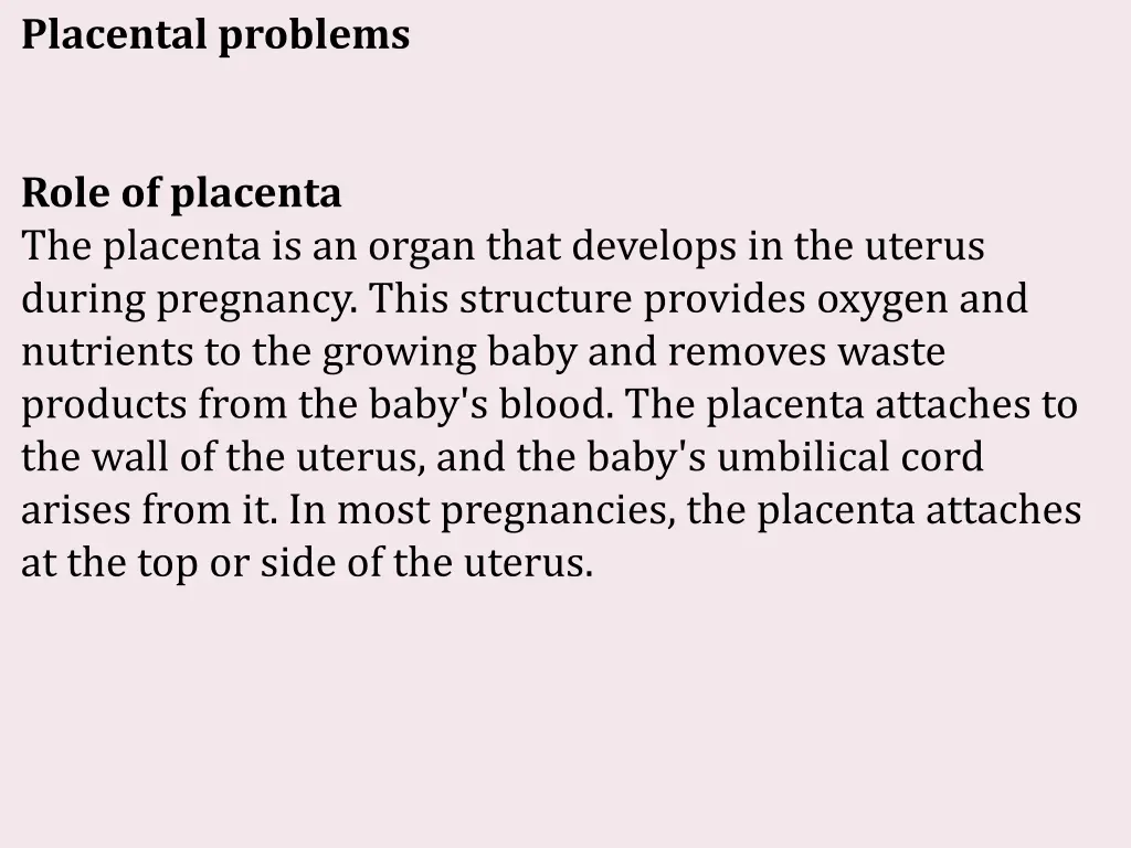 placental problems