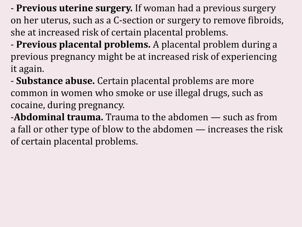 previous uterine surgery if woman had a previous