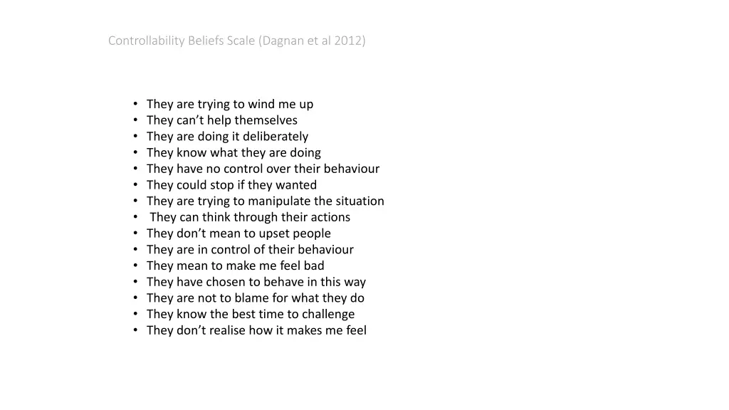 controllability beliefs scale dagnan et al 2012