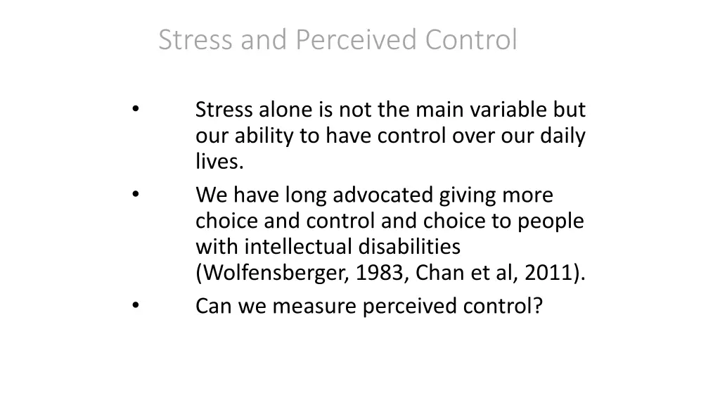 stress and perceived control