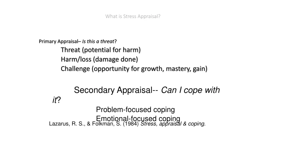 what is stress appraisal
