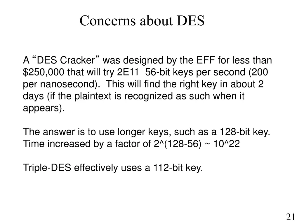 concerns about des
