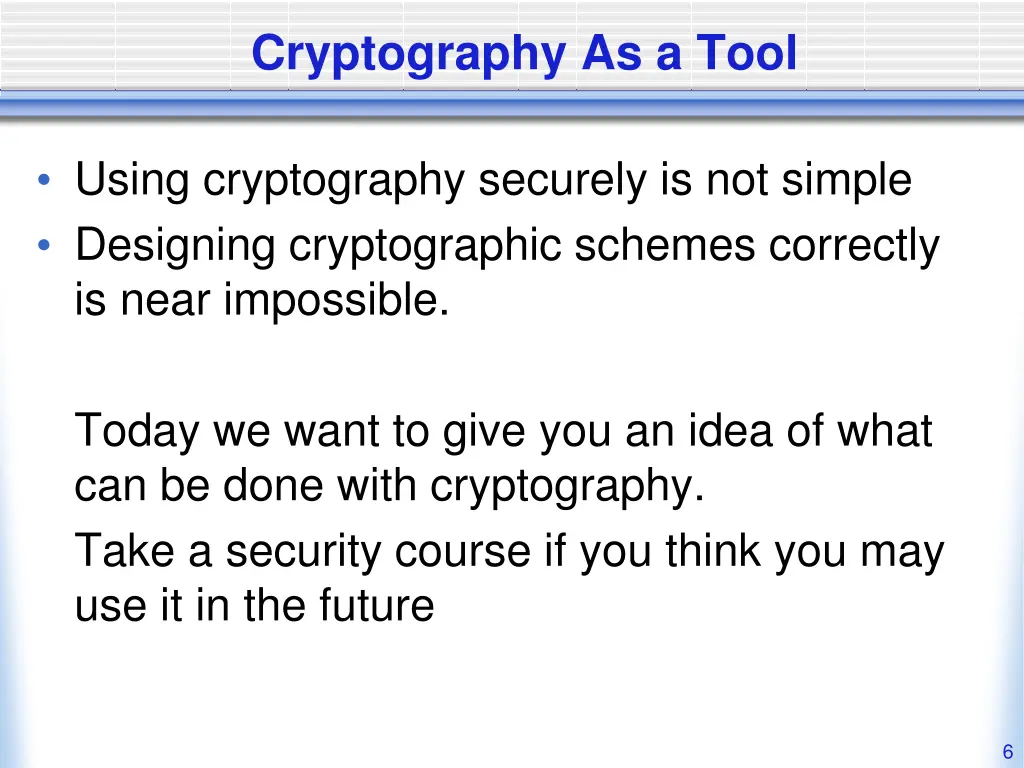 cryptography as a tool