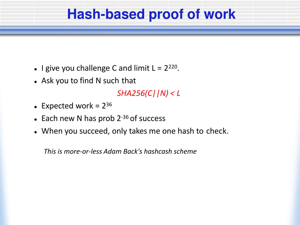 hash based proof of work