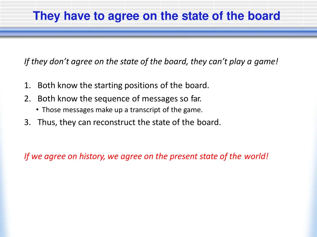 they have to agree on the state of the board