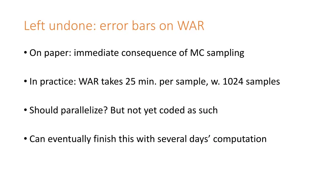 left undone error bars on war