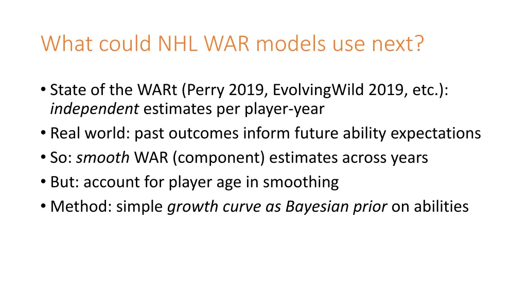 what could nhl war models use next