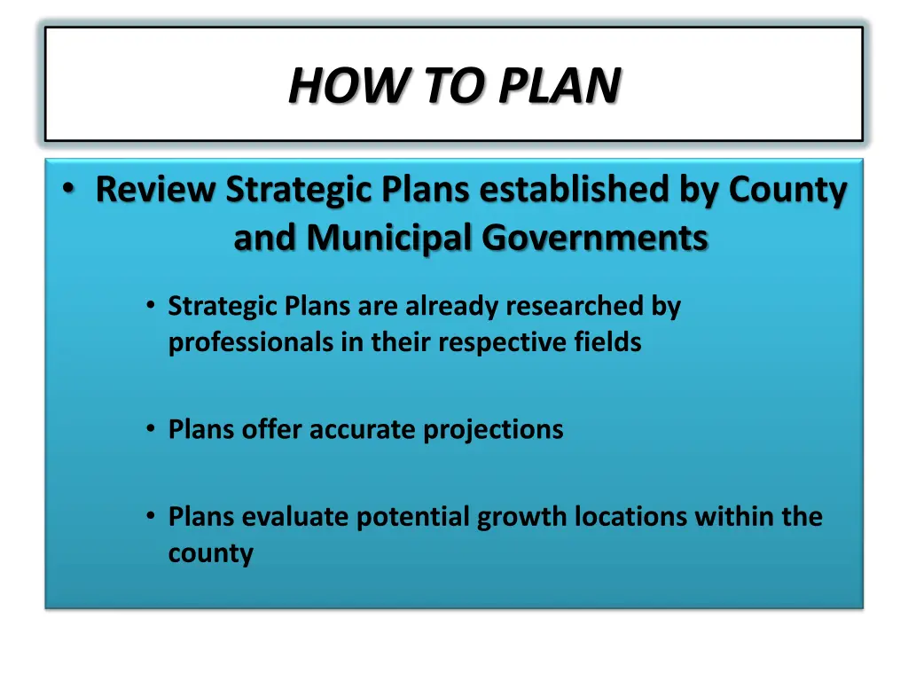 how to plan