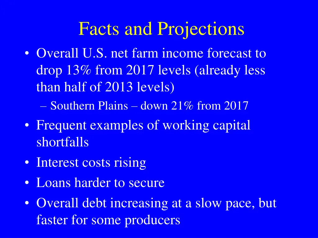 facts and projections overall u s net farm income