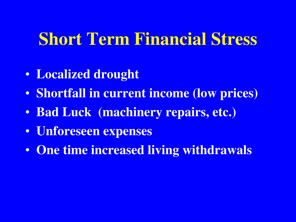 short term financial stress