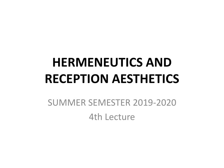 hermeneutics and reception aesthetics