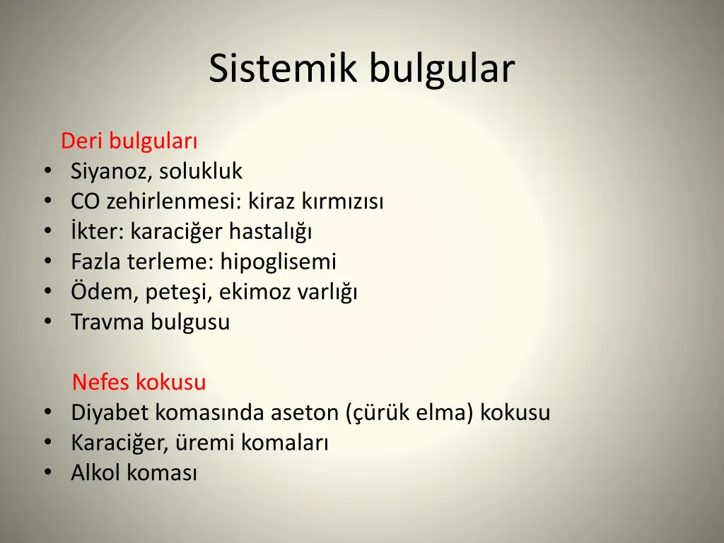 sistemik bulgular