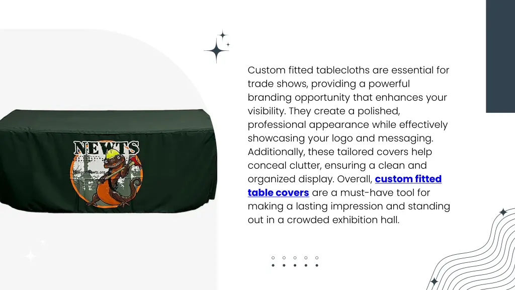 custom fitted tablecloths are essential for trade