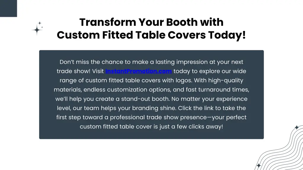 transform your booth with custom fitted table