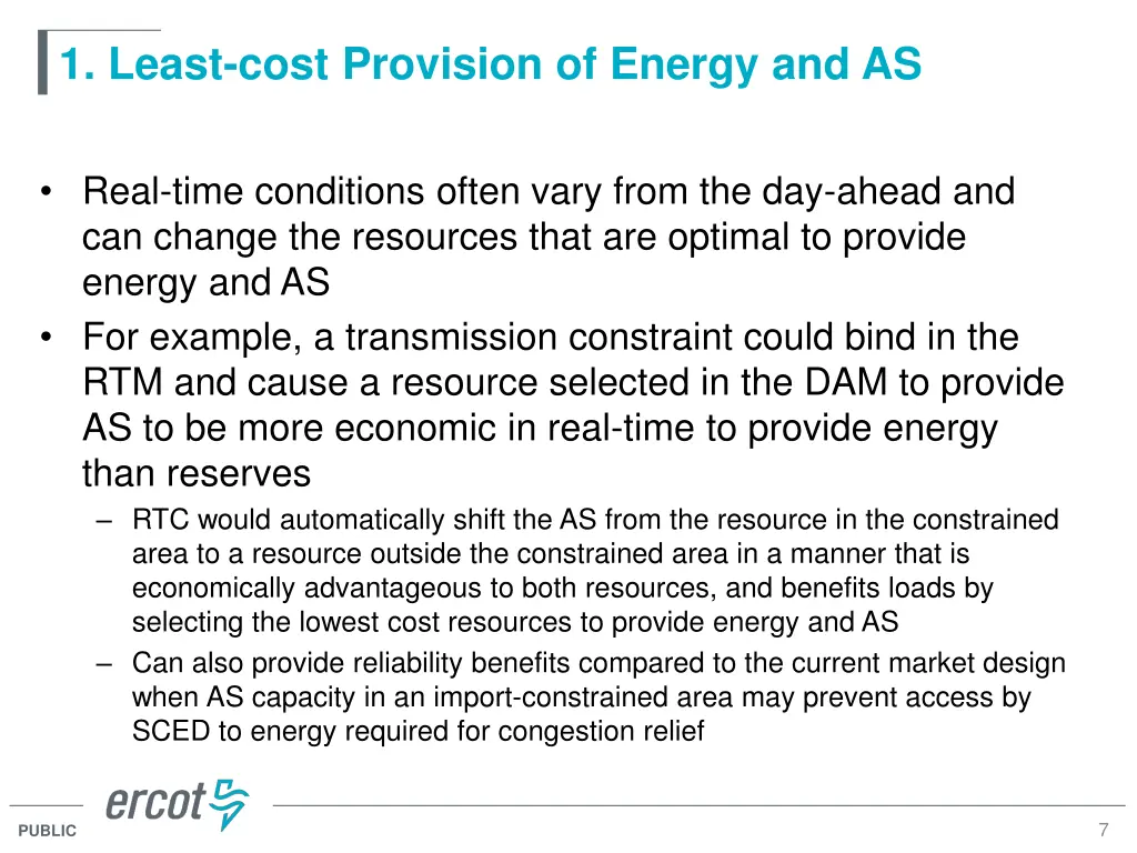 1 least cost provision of energy and as