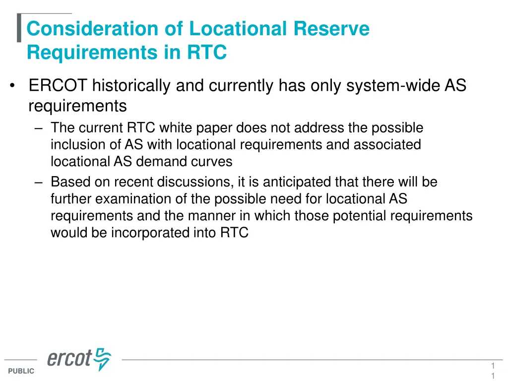 consideration of locational reserve requirements